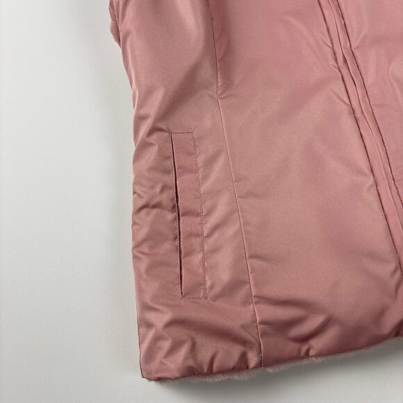 Liz Claiborne Blush Pink Ribbed Faux Fur Full Zip Reversible Vest w/ Pockets MED - Picture 9 of 12